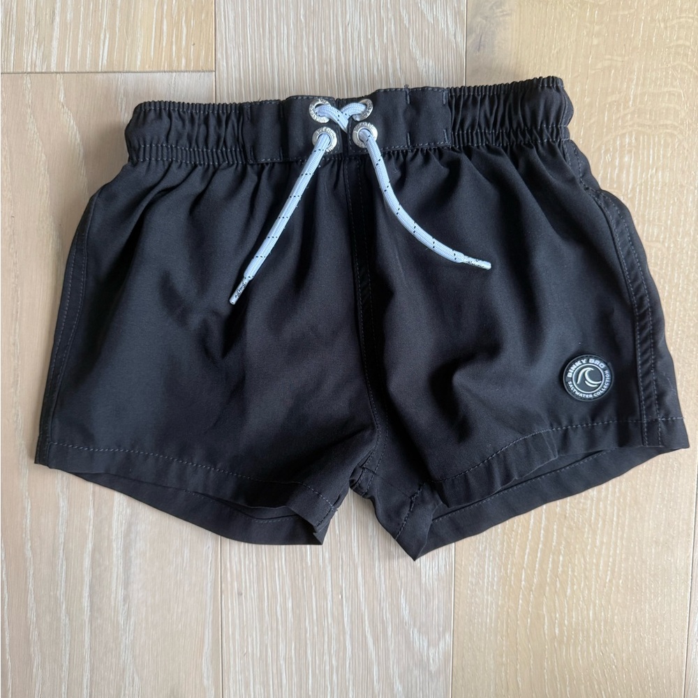 Kids Black Swim Trunks with Drawstring